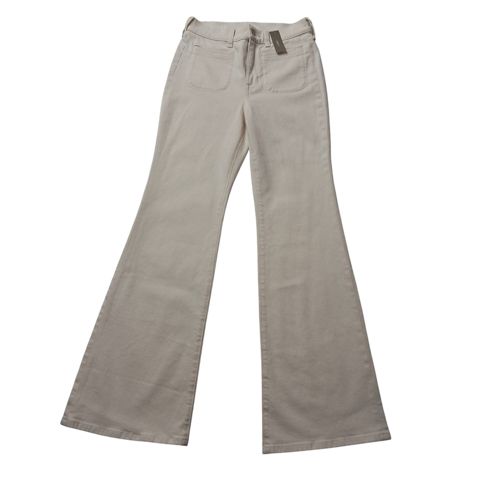 NWT J. Crew Jeans Women 25 Cream '96 Flare Patch Pocket Stretch Denim